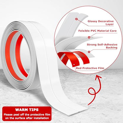 Wall Corner Protector Peel and Stick Corner Trim Molding (1.6 In x 10 Ft / White)