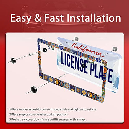 Mexican Tiles License Plate Frames Mandala Boho License Plate Frame 2 Holes (Mexican Tiles Mandala)