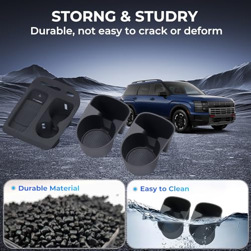 1st & 2nd Row Cup Holder Insert & Wireless Charging Protective Mat for Hyundai Palisade 2027 2026 (Cup Holder for 2026-2027 Palisade)