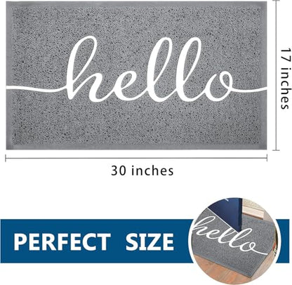 Door Mat Outside Inside Hello Doormat (2'6" x 1'6" / Grey Hello)