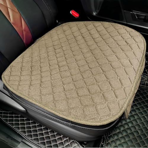 2pc Comfortable Car Seat Covers Universal Front Seat Covers for Car Accessories with Storage Pockets (Khaki)