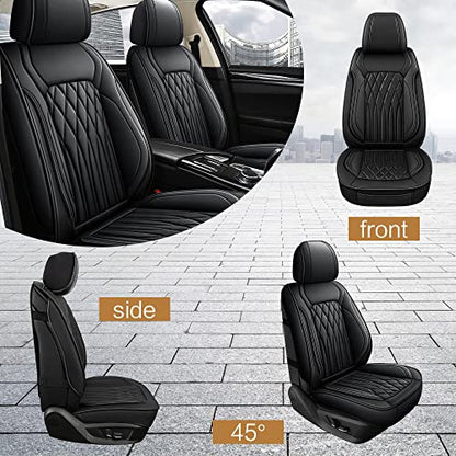 Leather Car Seat Covers Front Pair (BLACK LINE / FRONT SET)