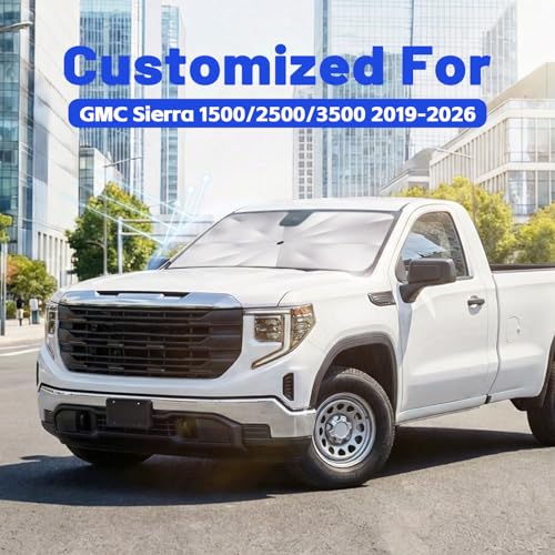 Car Windshield Sun Shade Umbrella for GMC Sierra 1500 2500 3500 2019 (For GMC Sierra 1500 2500 3500 2019-2026)
