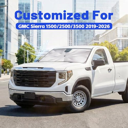 Car Windshield Sun Shade Umbrella for GMC Sierra 1500 2500 3500 2019 (For GMC Sierra 1500 2500 3500 2019-2026)