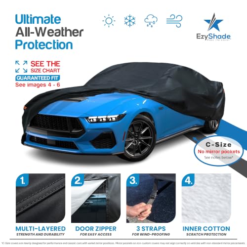 Sports Car Cover Waterproof All Weather. See Size (Black / C6 - see Vehicle Size Chart)