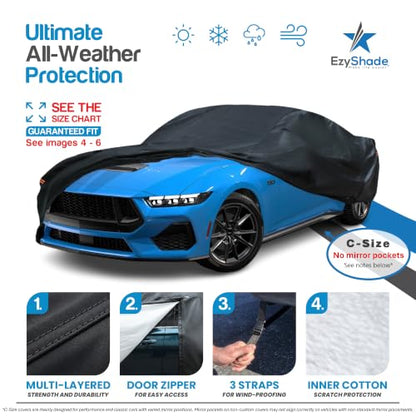 Sports Car Cover Waterproof All Weather. See Size (Black / C6 - see Vehicle Size Chart)