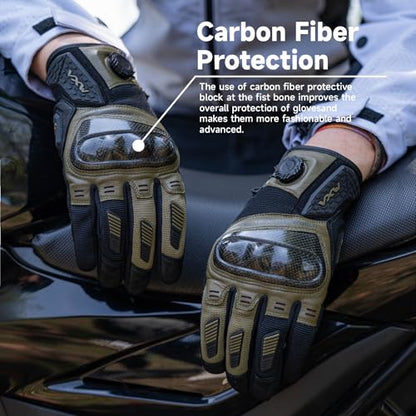 High Protection Motorcycle Gloves for Men (Large / Green)