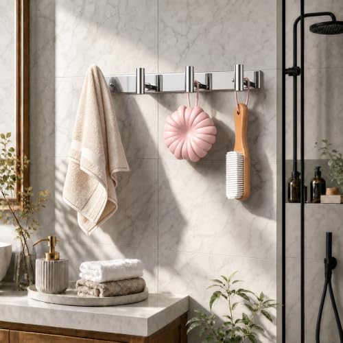 Wall Mounted Coat Rack ("T" Shape 4 Hooks - 1 Pack / Glossy)