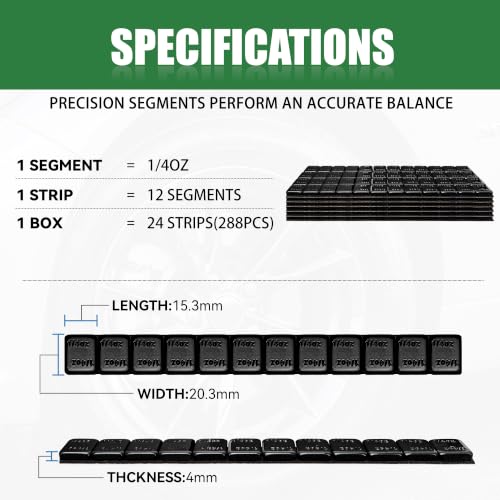 1 4 oz Stick On Wheel Weights 288pcs Easy Peel Black (0.25oz-288PCS / Black)