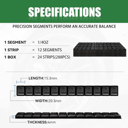 1 4 oz Stick On Wheel Weights 288pcs Easy Peel Black (0.25oz-288PCS / Black)