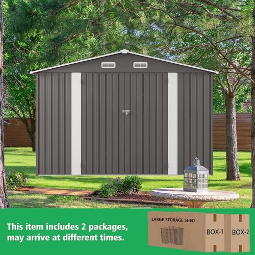10x12 FT Outdoor Storage Shed with Windows (Gray / 10x12ft Standard)