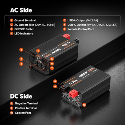 1000W Pure Sine Wave Inverter (12V 1000W Inverter (LCD Display))