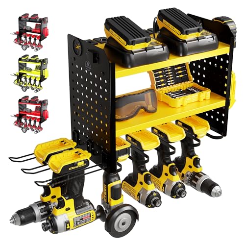 Power Tool Organizer Wall Mount (6 Drill Holder / Yellow)