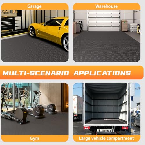 2.5mm Thickened 5Ft x 17Ft Garage Floor Mat Rubber Flooring Roll (5Ft x 17Ft--Grey)