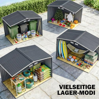9' x 6' Outdoor Storage Shed Garden Tool Metal Shed Dark Gray (Dark Gray / 9' x 6')