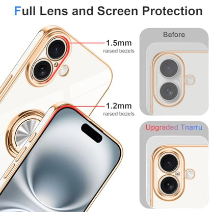 Designed for iPhone 16 Case with Ring Stand Slim White (White / 6.1'' iPhone 16)