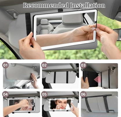 Car Visor Vanity Mirror with Light (Black / (1pcs))