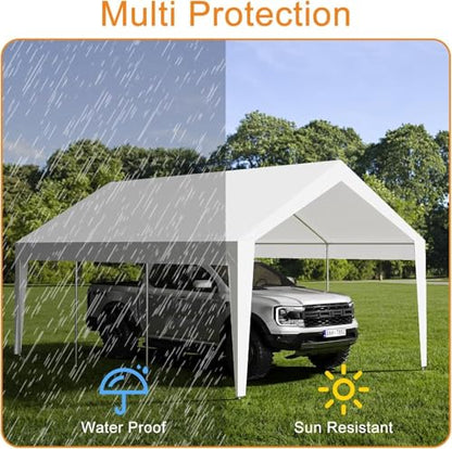 10x20ft Metal Carport with Leg Wrap (Gray / 10*20FT All-inclusive White)