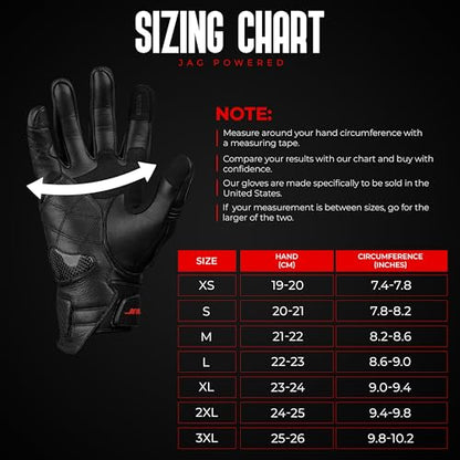 Leather Motorcycle Gloves for Men (Black / 3X-Large)