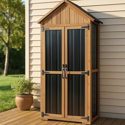 Outdoor Storage Cabinet (Black / 28" x 13" x 67")