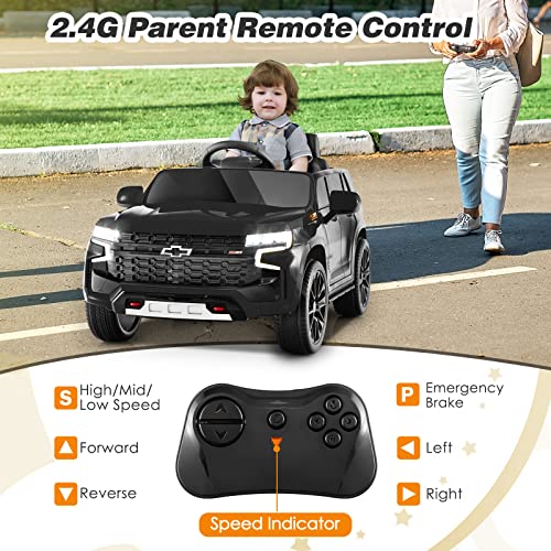 Ride on Car 12V Licensed Chevrolet Tahoe Battery Powered Electric Vehicle w (Black / SUV)