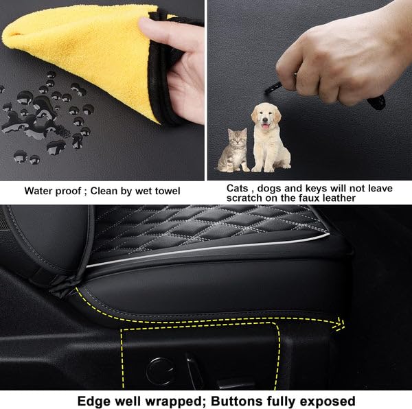 F150 Faux Leather Seat Covers Fit for 2015 ((2015-2026) Full Set / Black&White)