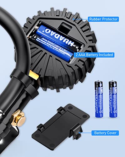 50057A Digital Tire Inflator Deflator with Pressure Gauge 250 PSI Air Chuck and Compressor Accessories with Rubber Hose and Quick Connect Coupler for 0.1 Display Resolution (Tire Inflator Gauge Style 2)