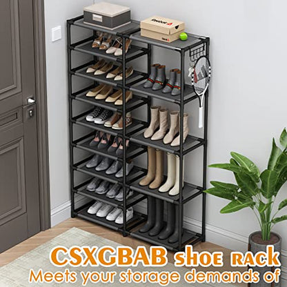 9 Tier Shoe Rack Organizer (Black / 9-tier without wheels)