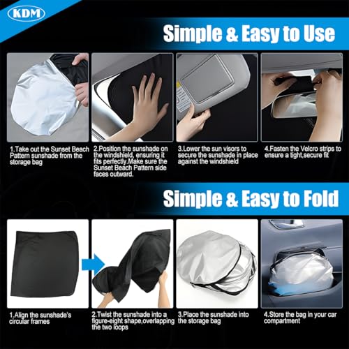 Sunset Beach Style Windshield Sun Shade Fit for 2015 (for 2015-2024 Ford Mustang-Sunset Beach)