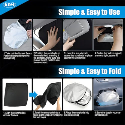 Sunset Beach Style Windshield Sun Shade Fit for 2015 (for 2015-2024 Ford Mustang-Sunset Beach)