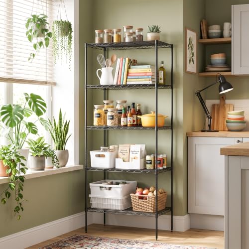 5 Tier Wire Shelf (Black / 14"D x 24"W x 60"H)