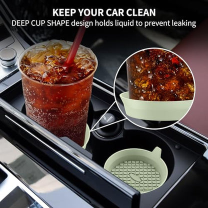 Car Cup Holder Coasters [4 Pack] Silicone Cups Mats (4pack-desert Sage)