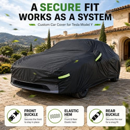 Car Cover for Tesla Model Y Waterproof Outdoor Cover (Black / Fit for Tesla Model Y)