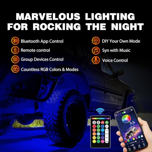 RGB LED Rock Lights Kit 10 Pods Underglow Multicolor Neon Pod (10 Pods / RGB 3LED)