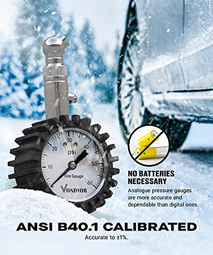 Tire Pressure Gauge 0 (0-60 PSI / White Tire Gauge w/o‌ Tube)