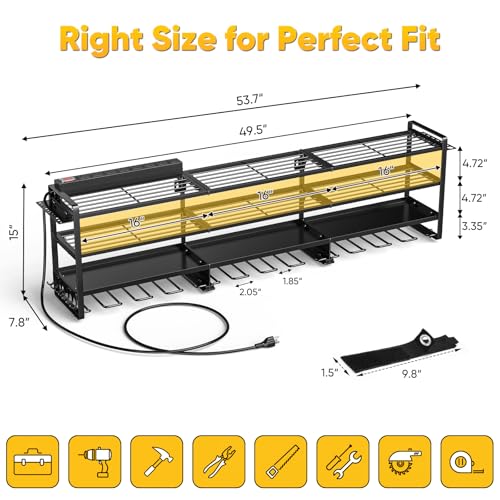 Power Tool Organizer Wall Mount with Charging Station (Black / 49" W)