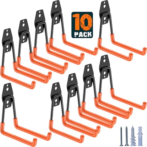 Garage Hooks Heavy Duty 10 Pack (5.1inch U Hook / Orange 10Pack)
