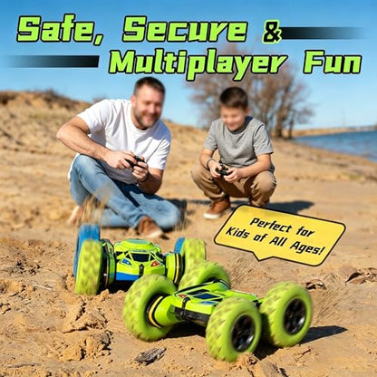 Remote Control Flip Stunt Car Double Sided Driving Toys Gifts (Green)