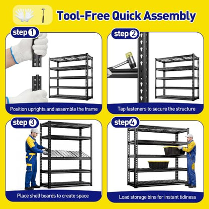 5 Tier Heavy Duty Metal Shelving for Garage Basement Warehouse (48" W x 18" D x 72" H)