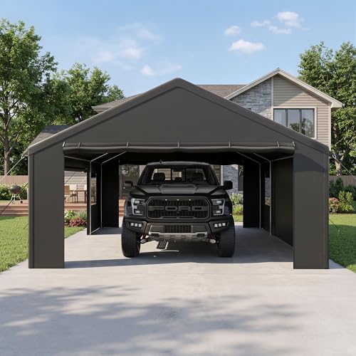 20x20 FT Heavy Duty Carport (20x20 FT(Black))