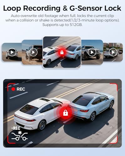 3 Channel Dash Cam Front and Rear Inside (Matte Black)