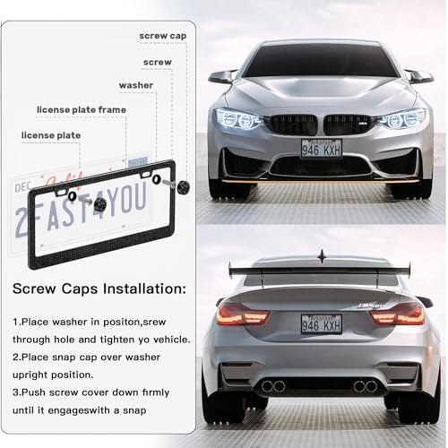 2 Pack License Plate Frames for Women (Black (2PCS))