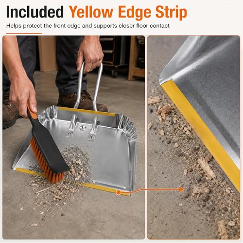 3 Pack 17" Heavy Duty Metal Dust Pans (3 Count (Pack of 1))