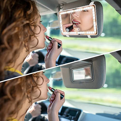 Car Sun Visor Vanity Mirror with Lights (2Pack White)