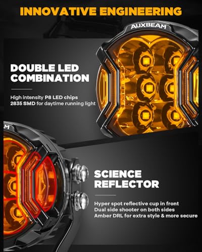 V Ultra Series 3 Inch Amber Fog Light Pods Round Offroad Lights (3-inch, Amber)