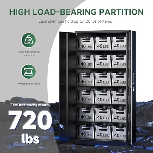 Metal Storage Cabinets with Lock Doors (71 X 32 X 16 In(H X W X D) / Black)