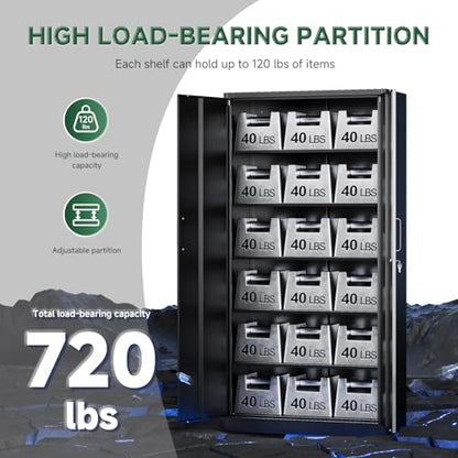 Metal Storage Cabinets with Lock Doors (71 X 32 X 16 In(H X W X D) / Black)