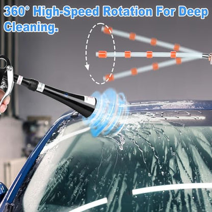 Air Blow Gun Car Detailing Dry Cleaning Gun with Tapered Nozzle High Pressure Cleaning Tool (Soft Hose -1 Nozzle / Black)