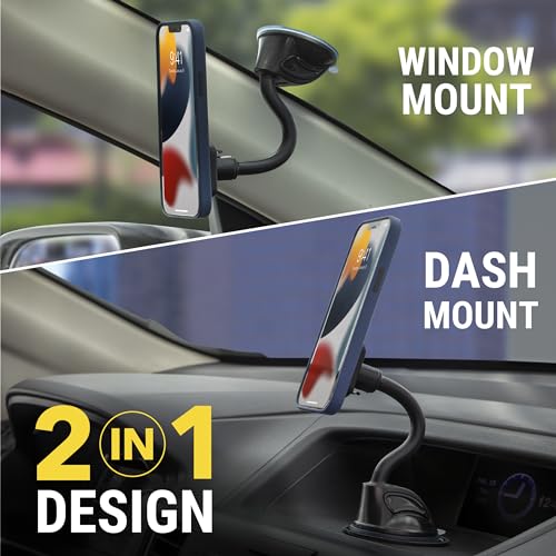 MXWDL Magnetic Cell Phone Holders for Your Car Dash (Extra Strength - Flex Window / Dash / 2 Pack)