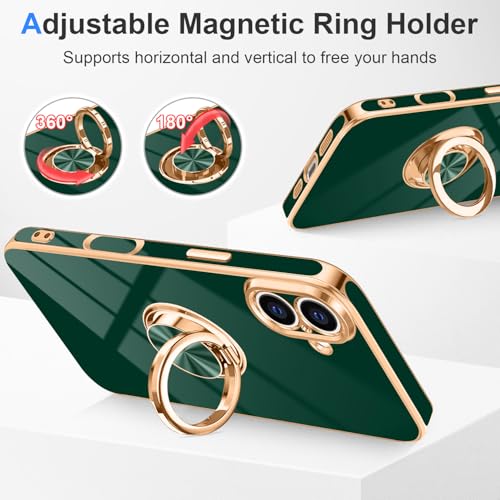 Designed for iPhone 17 Case with Ring Stand Slim Green (Green / 6.3'' iPhone 17)